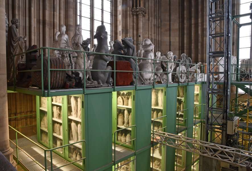 View into the model chamber on the 2nd floor of the northern cathedral tower - © Hohe Domkirche Köln, Dombauhütte; Photo: M. Deml - 