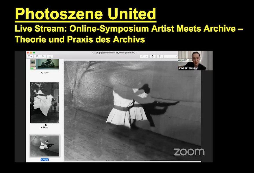 Screenshot from Zoom with a presentation. Title: Photoszene United. Live Stream