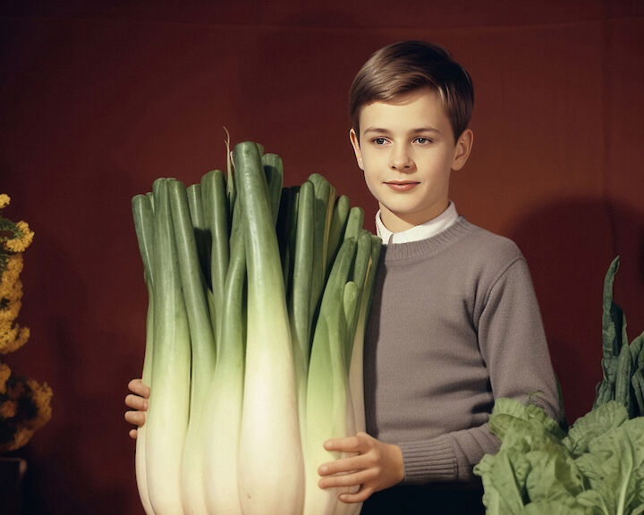 © Bruce Eesly. Peter Trimmel wins first prize for his UHY fennel at the Kooma Giants Show in Limburg, 1956. Bruce Eesly, aus der Serie New Farmer, 2023. © Bruce Eesly