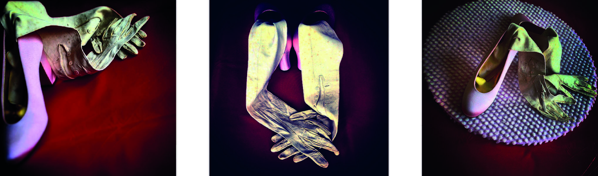 HEELS & GLOVES, 2020  Photographic work, three-part, fine art print on Ilford Galerie Glossy Photo behind acrylic glass, 4mm, 3 x 40 x 40 cm (UNIQUE)